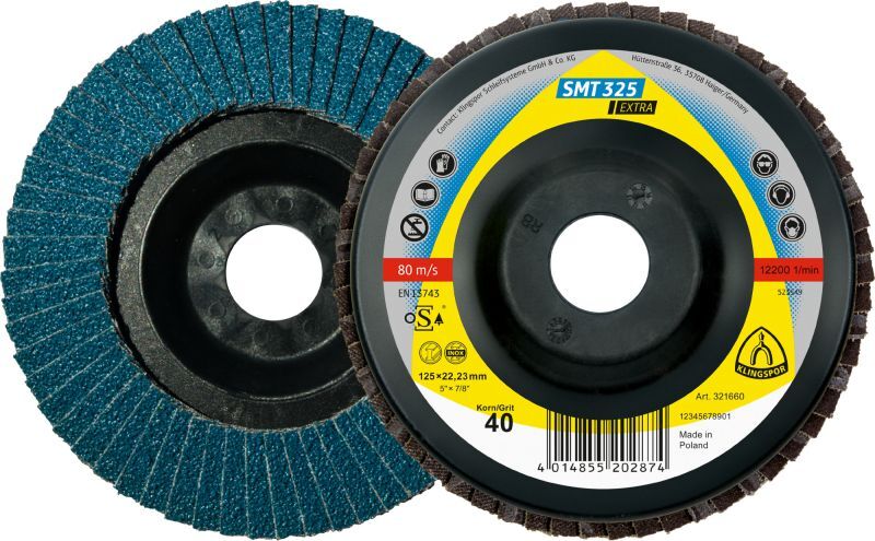 Klingspor SMT 325 Schleifmopteller, 115 x 22,23 mm Korn 60 gerade Produktbild Klingspor SMT 325 Schleifmopteller, 115 x 22,23 mm Korn 60 gerade