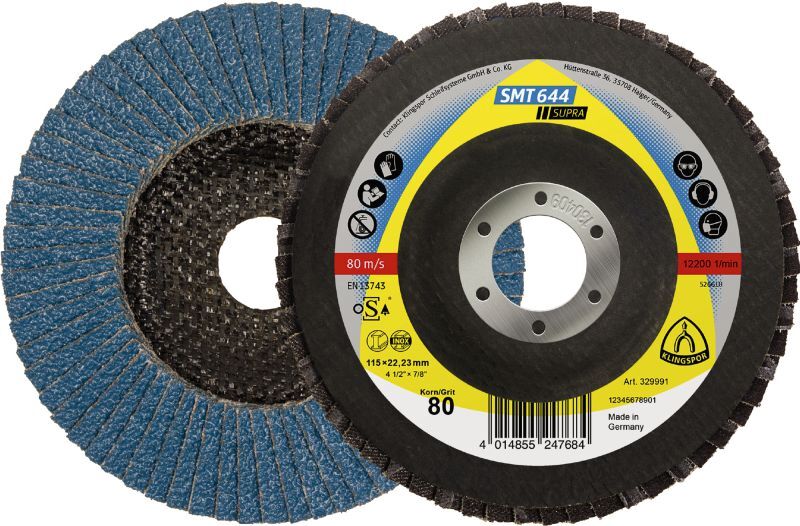 Klingspor SMT 644 Schleifmopteller, 125 x 22,23 mm Korn 120 gewölbt Produktbild Klingspor SMT 644 Schleifmopteller, 125 x 22,23 mm Korn 120 gewölbt