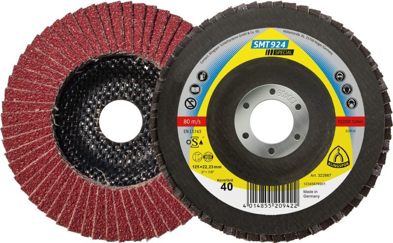 Klingspor SMT 924 Schleifmopteller Keramik, 115 x 22,23 mm Korn 60 gewölbt Produktbild Klingspor SMT 924 Schleifmopteller Keramik, 115 x 22,23 mm Korn 60 gewölbt