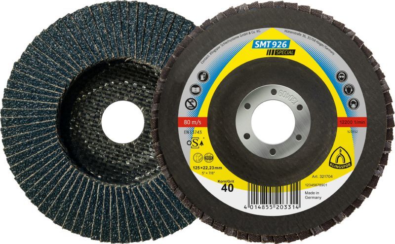 Klingspor SMT 926 Schleifmopteller, 125 x 22,23 mm Korn 40 gewölbt Produktbild Klingspor SMT 926 Schleifmopteller, 125 x 22,23 mm Korn 40 gewölbt
