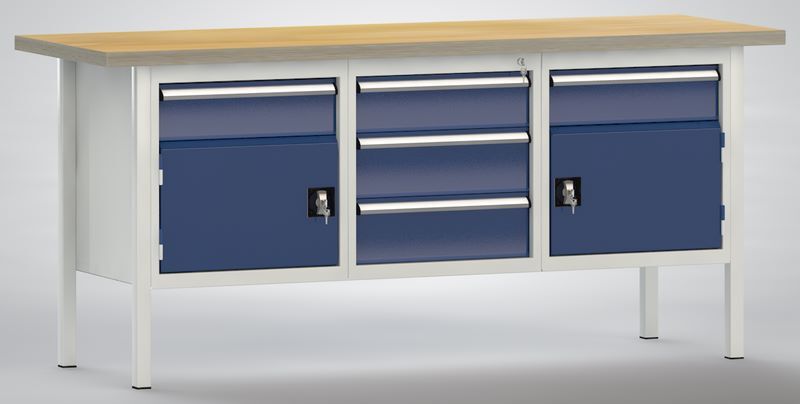 Produktbild KLW Ergo Standard Werkbank 3 Gehäuse 5 Schubladen 2000 x 700 x 900 mm