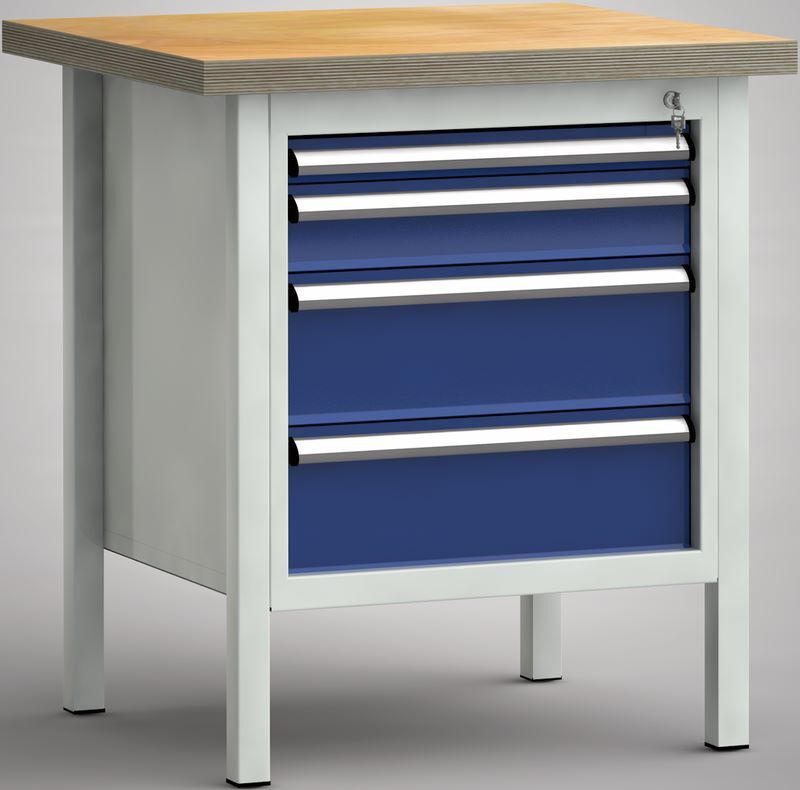 Produktbild KLW Ergo Standard Werkbank mit 4 Schubladen 750 x 700 x 900 mm