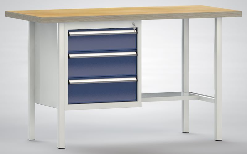 Produktbild KLW Ergo Standard Werkbank mit 3 Schubladen 1500 x 700 x 900 mm