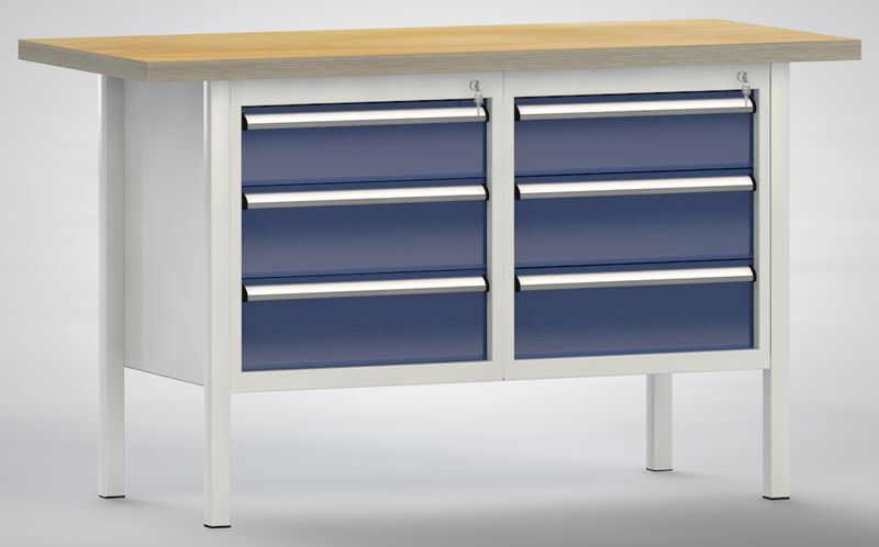 Produktbild KLW Ergo Standard Werkbank mit 6 Schubladen 1500 x 700 x 900 mm