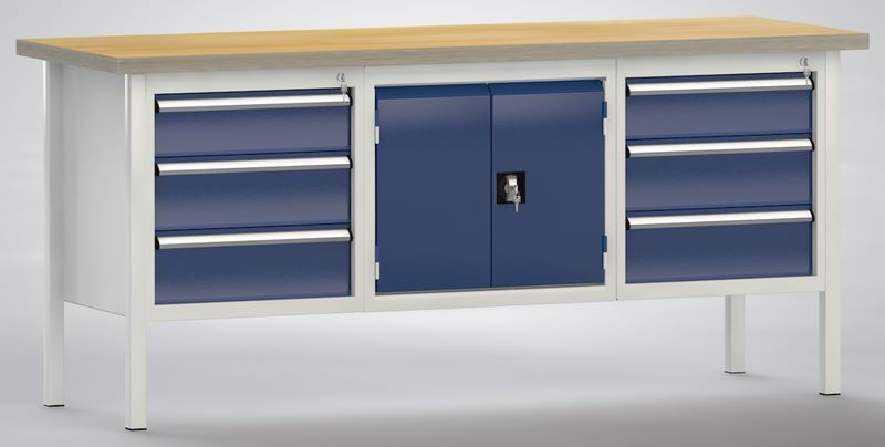 Produktbild KLW Ergo Standard Werkbank mit Türenschrank 2000 x 700 x 900 mm