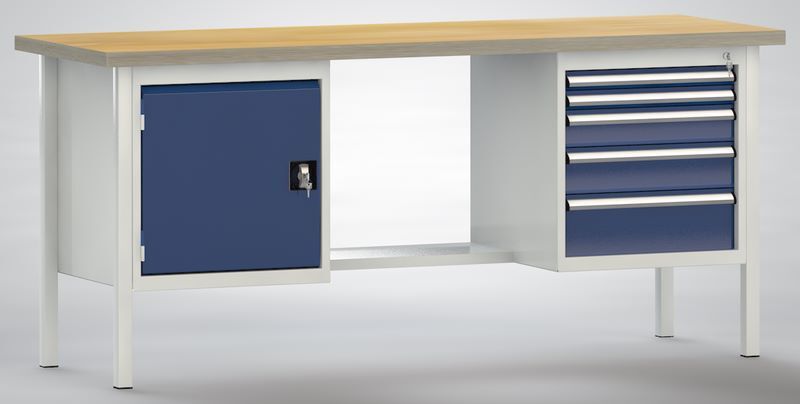 Produktbild KLW Ergo Standard Werkbank 5 Schubladen 1 Flügeltür 2000 x 700 x 900 mm