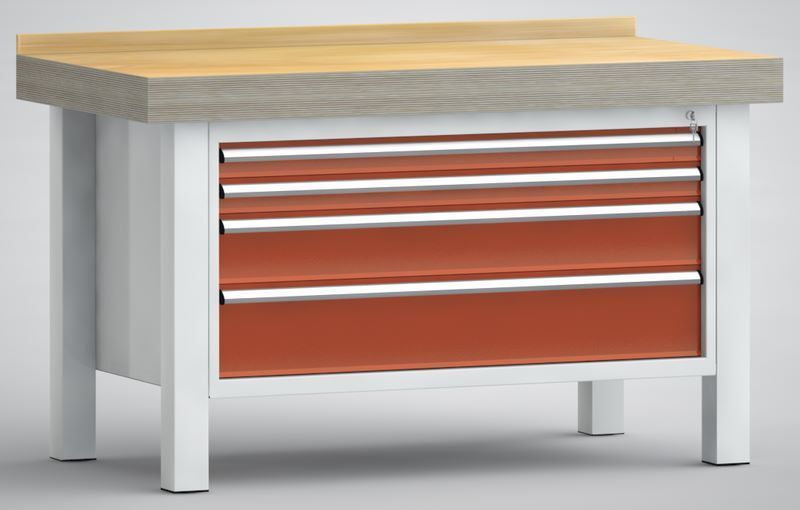 KLW Profi-Schwerlast-Werkbank 1500 x 800 x 900 mm 4 Schubladen Produktbild KLW Profi-Schwerlast-Werkbank 1500 x 800 x 900 mm 4 Schubladen