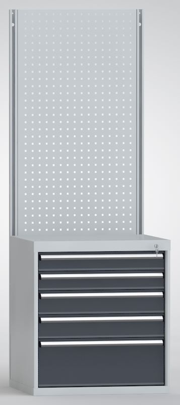 KLW Schubladenschrank H 800 mm B 725 mm T 605 mm mit C-Ständer und Lochplatte Produktbild KLW Schubladenschrank H 800 mm B 725 mm T 605 mm mit C-Ständer und Lochplatte