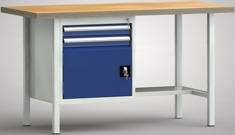 KLW Kombiwerkbank 1500 x 700 x 840 mm 2 Schubladen 1 Flügeltür Produktbild KLW Kombiwerkbank 1500 x 700 x 840 mm 2 Schubladen 1 Flügeltür
