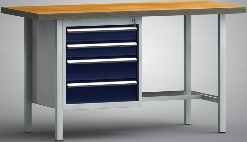 KLW Kombiwerkbank 1500 x 700 x 840 mm mit 4 Schubladen Produktbild KLW Kombiwerkbank 1500 x 700 x 840 mm mit 4 Schubladen