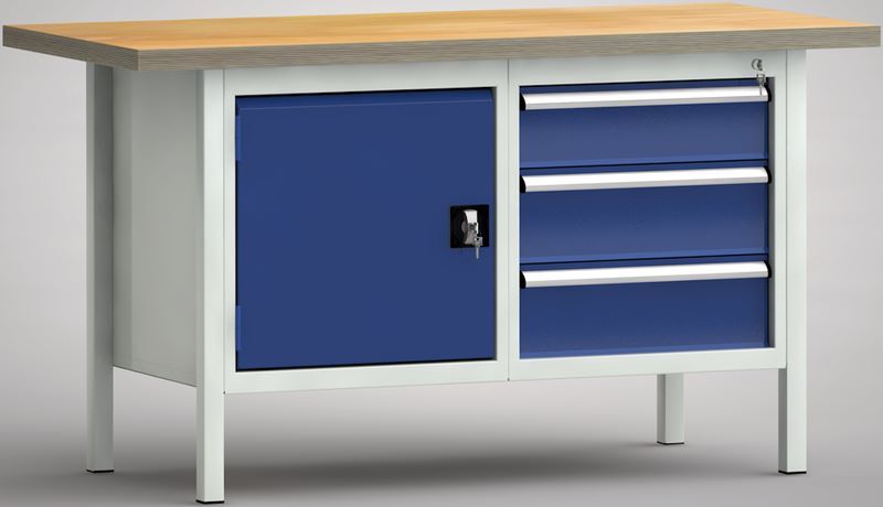 KLW Kastenwerkbank 1500 x 700 x 840 mm 1 Flügeltür 3 Schubladen Produktbild KLW Kastenwerkbank 1500 x 700 x 840 mm 1 Flügeltür 3 Schubladen
