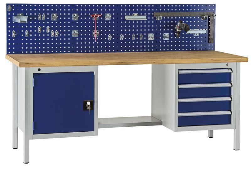 KLW Kombiwerkbank 2000 x 700 x 840 mm 1 Flügeltür 4 Schubladen Produktbild KLW Kombiwerkbank 2000 x 700 x 840 mm 1 Flügeltür 4 Schubladen bild 2