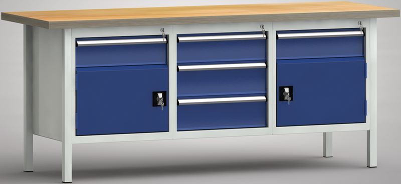 KLW Kastenwerkbank 2000 x 700 x 840 mm mit Buchen Multiplexplatte Produktbild KLW Kastenwerkbank 2000 x 700 x 840 mm mit Buchen Multiplexplatte