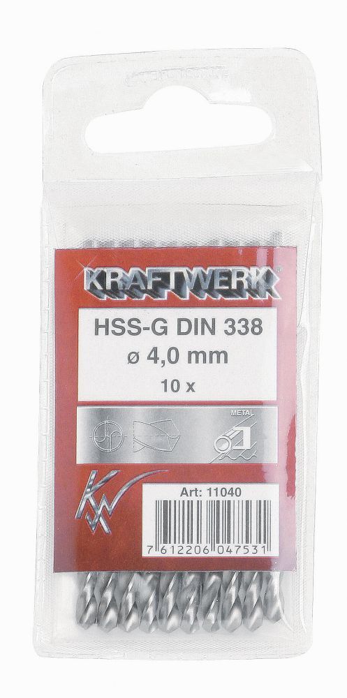 KRAFTWERK Spiralbohrer HSS-G DIN 338-N 4.0 mm Produktbild KRAFTWERK Spiralbohrer HSS-G DIN 338-N 4.0 mm bild 2