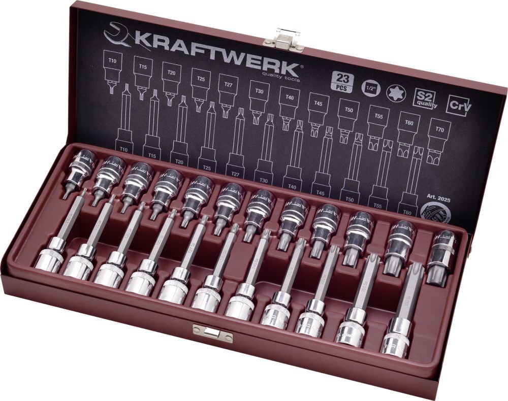 KRAFTWERK Torx Bit Stecknuss Satz 23 Teile Produktbild KRAFTWERK Torx Bit Stecknuss Satz 23 Teile