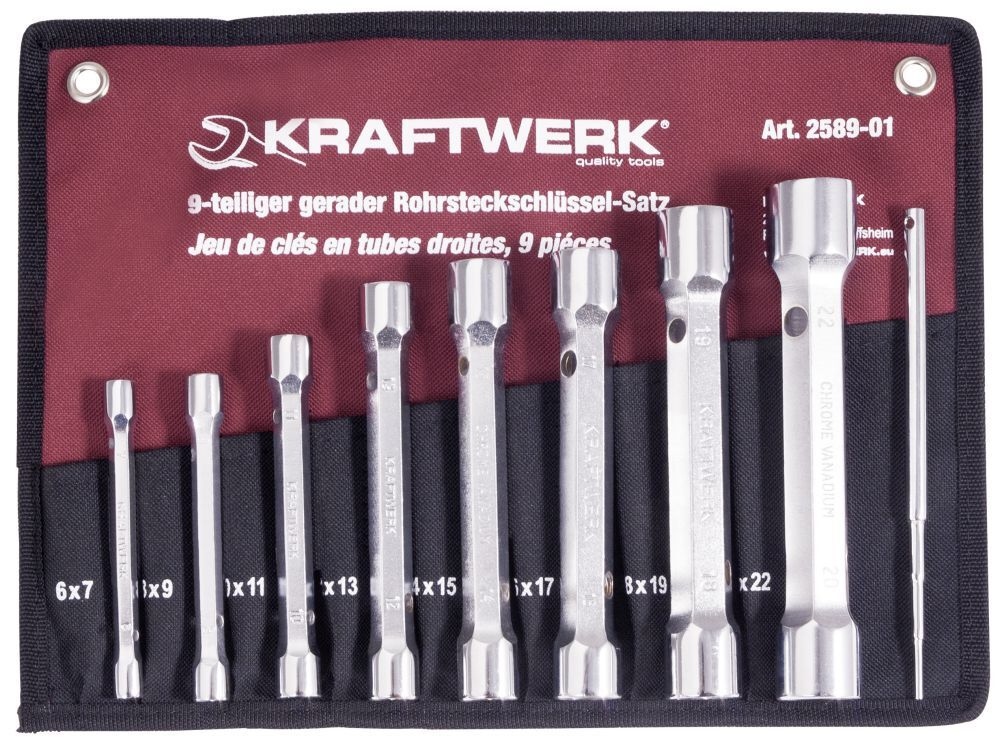 KRAFTWERK Rohrsteckschlüsselsatz 6-22 mm + Stift 9 Teile Produktbild KRAFTWERK Rohrsteckschlüsselsatz 6-22 mm + Stift 9 Teile