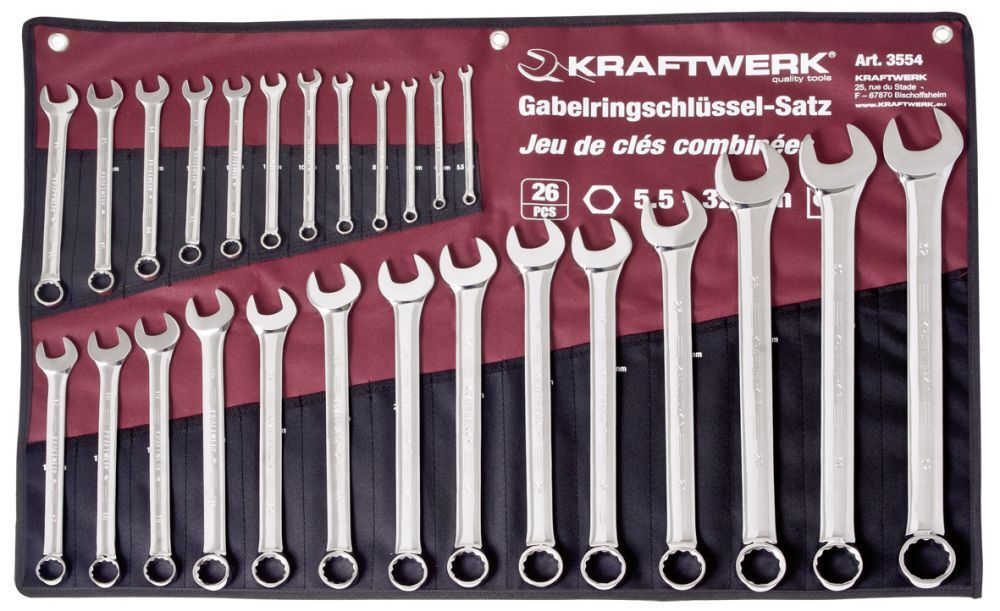 KRAFTWERK Gabelringschlüsselsatz 5,5-32mm 26 Teile in Rolltasche Produktbild KRAFTWERK Gabelringschlüsselsatz 5,5-32mm 26 Teile in Rolltasche