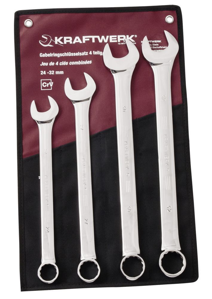 KRAFTWERK Gabelringschlüsselsatz 24-32mm 4 Teile in Rolltasche Produktbild KRAFTWERK Gabelringschlüsselsatz 24-32mm 4 Teile in Rolltasche