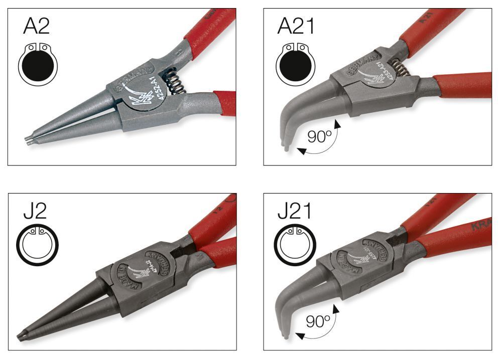 KRAFTWERK hightech Seegerring Zangensatz 4 Teile Produktbild KRAFTWERK hightech Seegerring Zangensatz 4 Teile