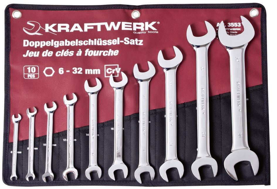 Kraftwerk Doppelgabelschlüssel Satz 6 - 32 mm 10 teilig Produktbild Kraftwerk Doppelgabelschlüssel Satz 6 - 32 mm 10 teilig
