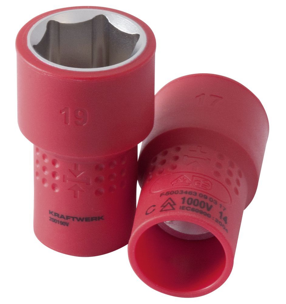 Kraftwerk 3/8 Zoll Elektriker Stecknuss 19mm VDE Produktbild Kraftwerk 3/8 Zoll Elektriker Stecknuss 19mm VDE