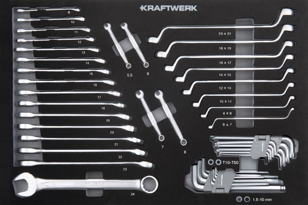 Kraftwerk Ring Maulschlüssel/ Doppe Ringschlüssel und Winkelschraubendreher 46 teilig Produktbild Kraftwerk Ring Maulschlüssel/ Doppe Ringschlüssel und Winkelschraubendreher 46 teilig