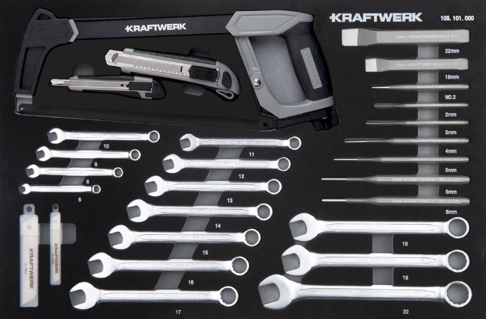 Kraftwerk Ring Maulschlüssel mit Schlag und Schneid Werkzeug Einlage 46 teilig Produktbild Kraftwerk Ring Maulschlüssel mit Schlag und Schneid Werkzeug Einlage 46 teilig