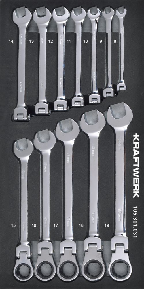 Kraftwerk Gelenk Ring Ratschen Satz 12 teilig Produktbild Kraftwerk Gelenk Ring Ratschen Satz 12 teilig