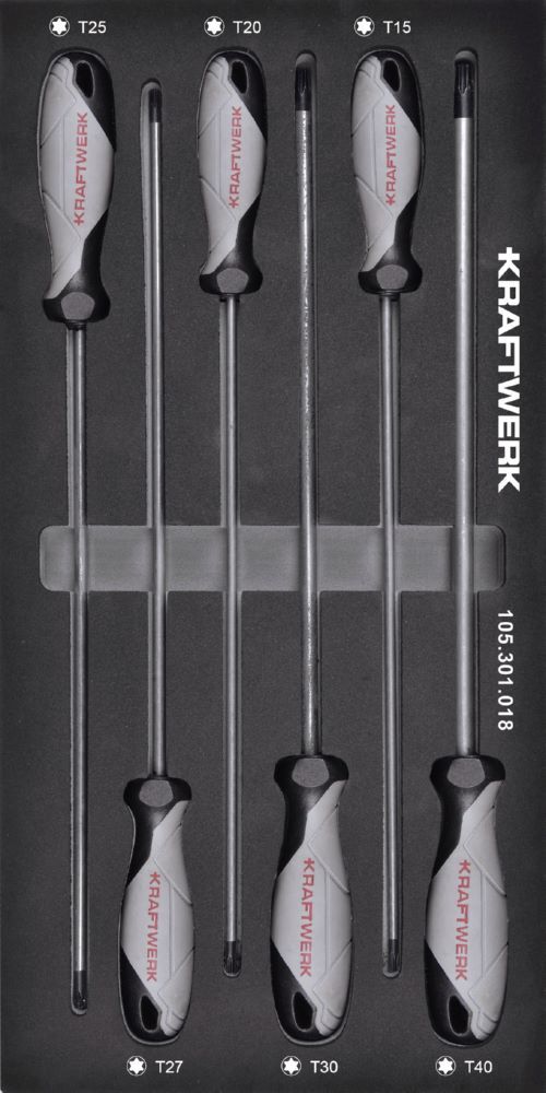 Kraftwerk Lange Schraubendreher TX Torx 6 teilig 20 x 40 Einlage Produktbild Kraftwerk Lange Schraubendreher TX Torx 6 teilig 20 x 40 Einlage