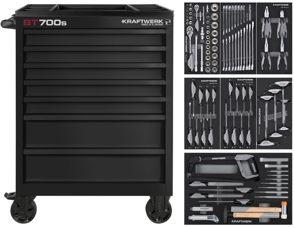 Kraftwerk BT LINE Werkstattwagen BT700s 7 Schubladen schwarz 113 Teile Produktbild Kraftwerk BT LINE Werkstattwagen BT700s 7 Schubladen schwarz 113 Teile