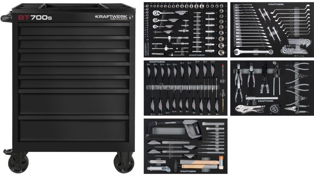 Kraftwerk BT LINE Werkstattwagen BT700s mit 7 Schubladen schwarz 194 Teile Produktbild Kraftwerk BT LINE Werkstattwagen BT700s mit 7 Schubladen schwarz 194 Teile