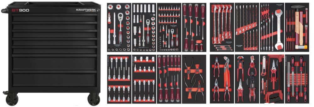 Kraftwerk BT LINE Werkstattwagen BT900 mit 7 Schubladen in schwarz 241 Teile Produktbild Kraftwerk BT LINE Werkstattwagen BT900 mit 7 Schubladen in schwarz 241 Teile
