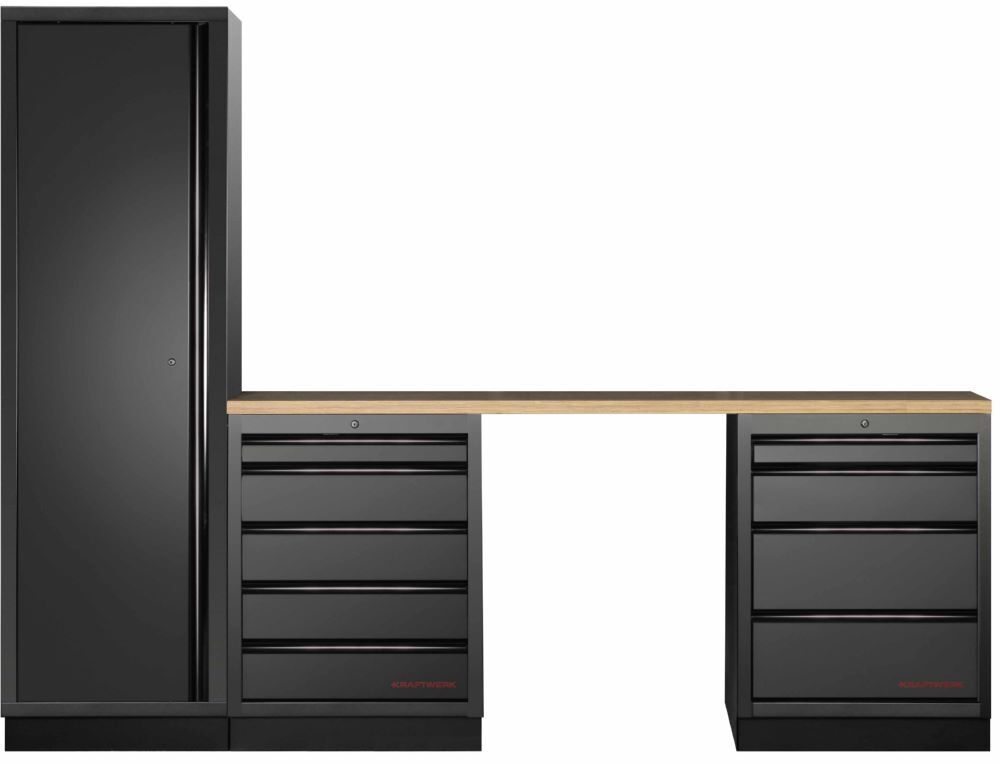 Produktbild Kraftwerk MOBILIO Black 3er Werkstattschrank System schwarz Buche