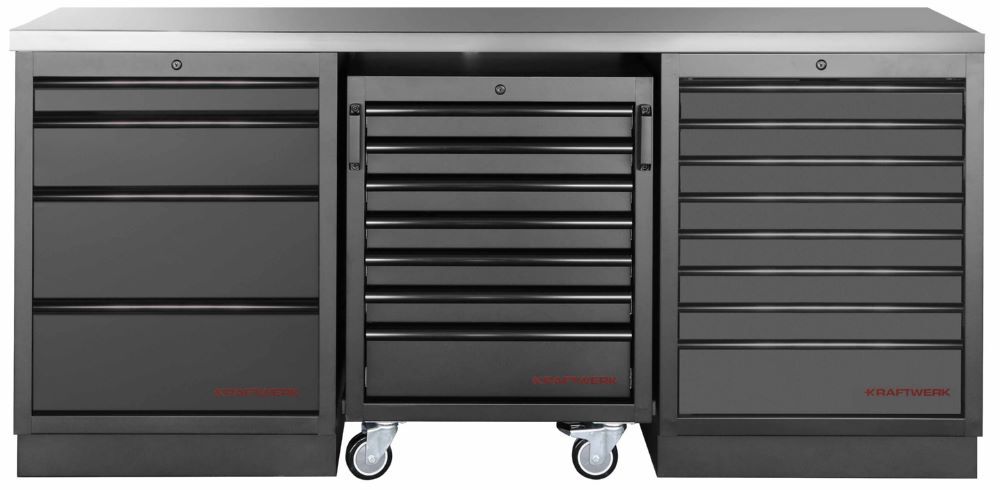 Produktbild Kraftwerk MOBILIO Black Werkstattschrank 3er Kombi Edelstahl 430 tiefschwarz
