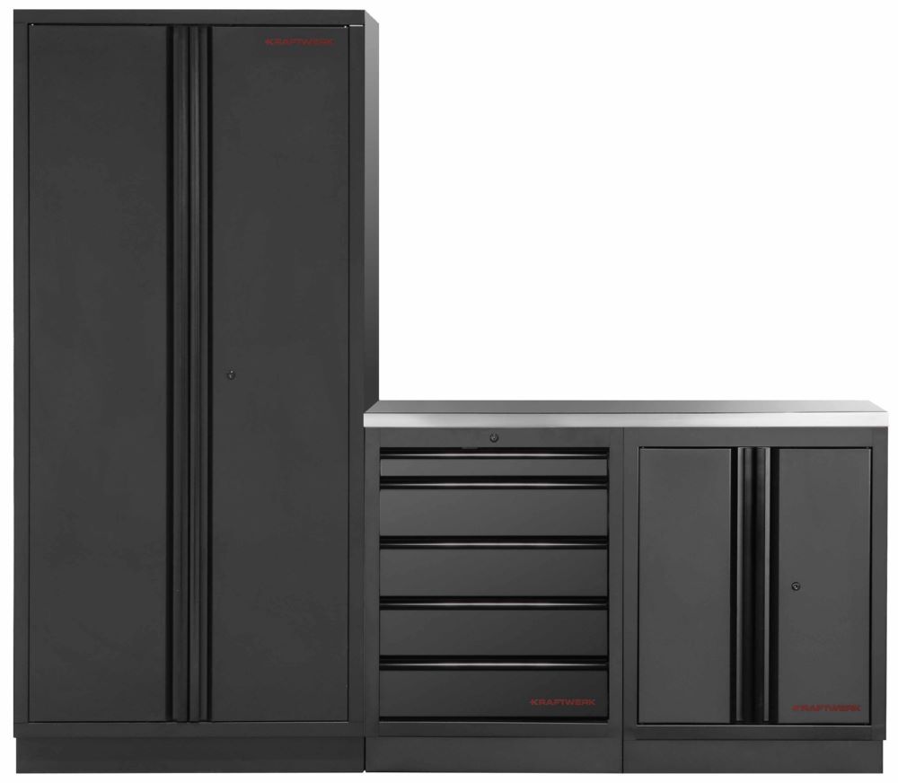 Produktbild Kraftwerk MOBILIO Black 3er Werkstattsystem Arbeitsplatte Edelstahl 430