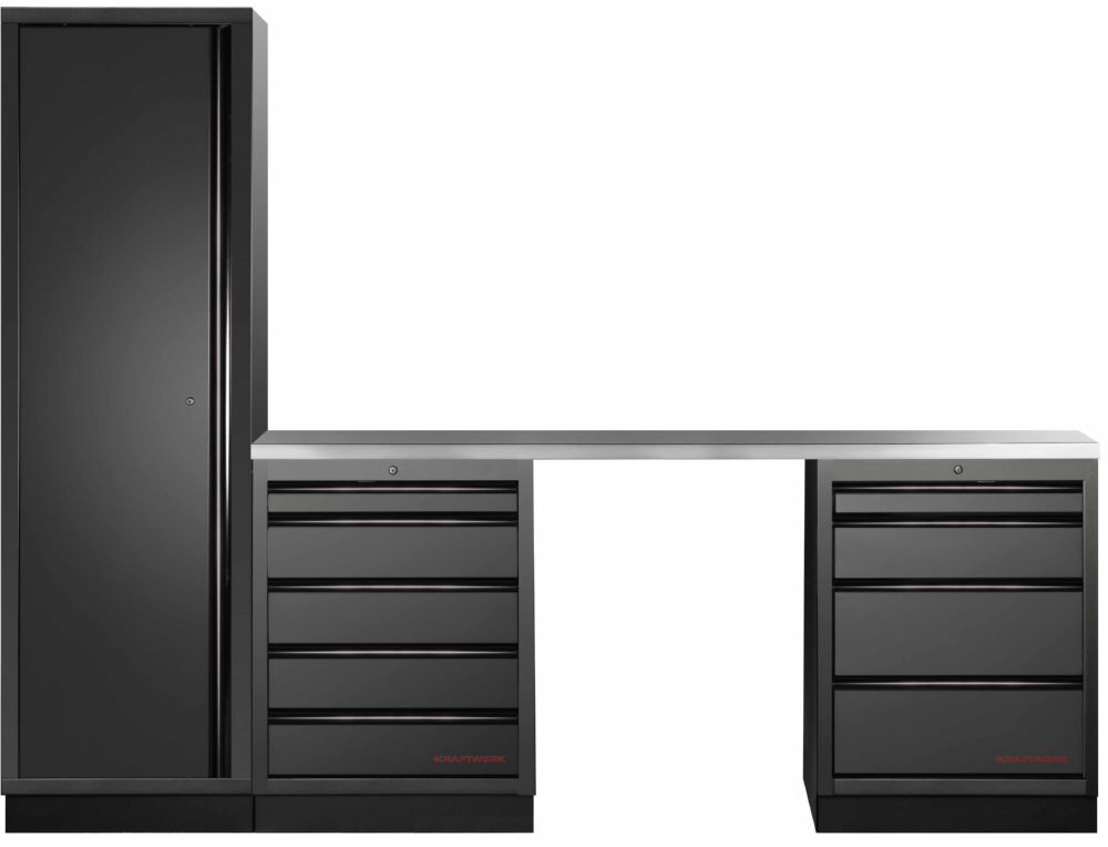 Produktbild Kraftwerk MOBILIO Black 3er Werkstattschrank System schwarz Edelstahl 430