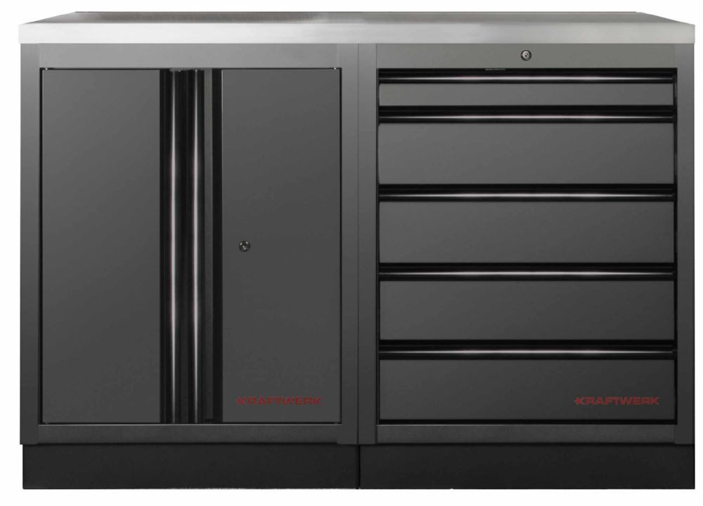 Produktbild Kraftwerk MOBILIO Black 2er Werkstattschrank Platte aus Edelstahl 430