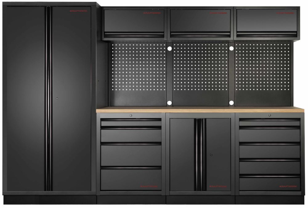 Produktbild Kraftwerk MOBILIO Black Werkstattschrank Kombi mit Lochwand Buche Multiplex