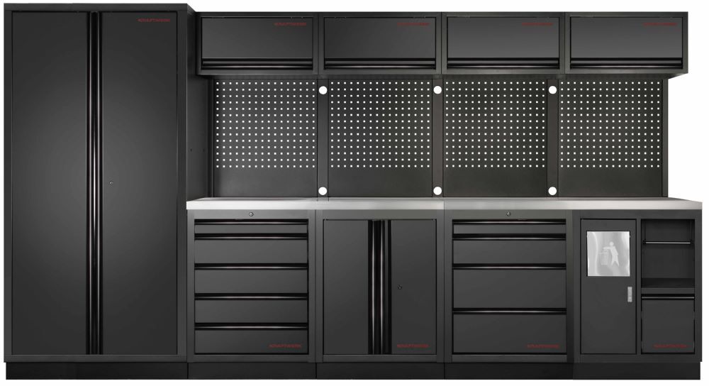 Produktbild Kraftwerk MOBILIO Black Werkstattschrank 5er Kombi mit Lochwand Edelstahl 430