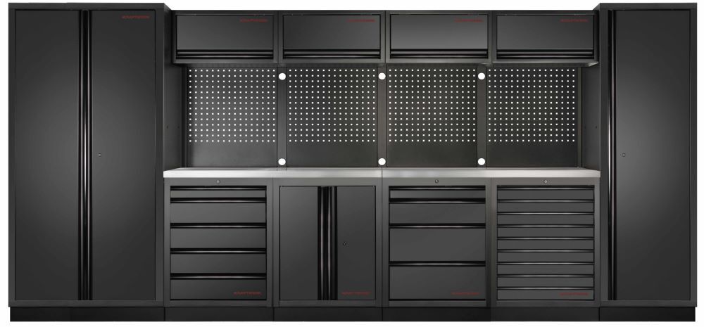 Produktbild Kraftwerk MOBILIO Black 6er Werkstattsystem Arbeitsplatte aus Edelstahl 430