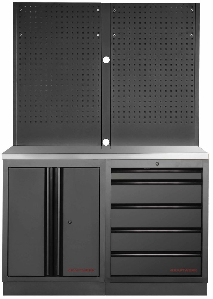 Produktbild Kraftwerk MOBILIO Black 2er Werkstattsystem Arbeitsplatte aus Edelstahl 430