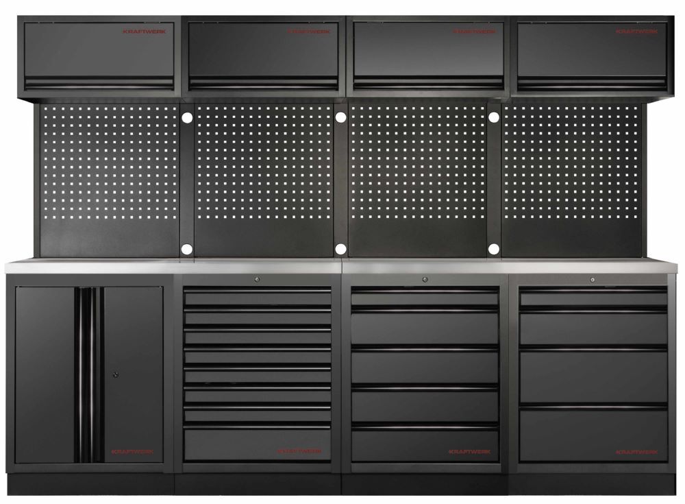 Produktbild Kraftwerk MOBILIO Black 4er Werkstattsystem Arbeitsplatte aus Edelstahl 430