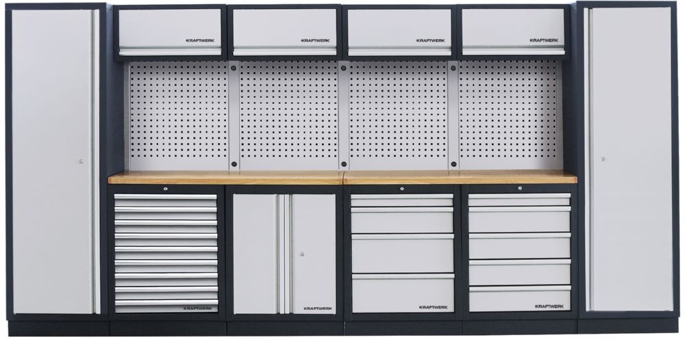 Kraftwerk 6er Komplett Kombi mit Lochwand Mobilio-ExL 3920 mm Buche Produktbild Kraftwerk 6er Komplett Kombi mit Lochwand Mobilio-ExL 3920 mm Buche
