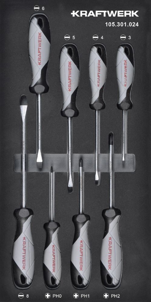 Kraftwerk Schraubendreher Schlitz PH 8 teilig 20 x 40 Einlage Produktbild Kraftwerk Schraubendreher Schlitz PH 8 teilig 20 x 40 Einlage