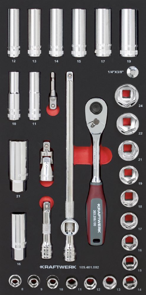 Kraftwerk Steckschlüsselsatz 3/8 Zoll 32 teilig Produktbild Kraftwerk Steckschlüsselsatz 3/8 Zoll 32 teilig