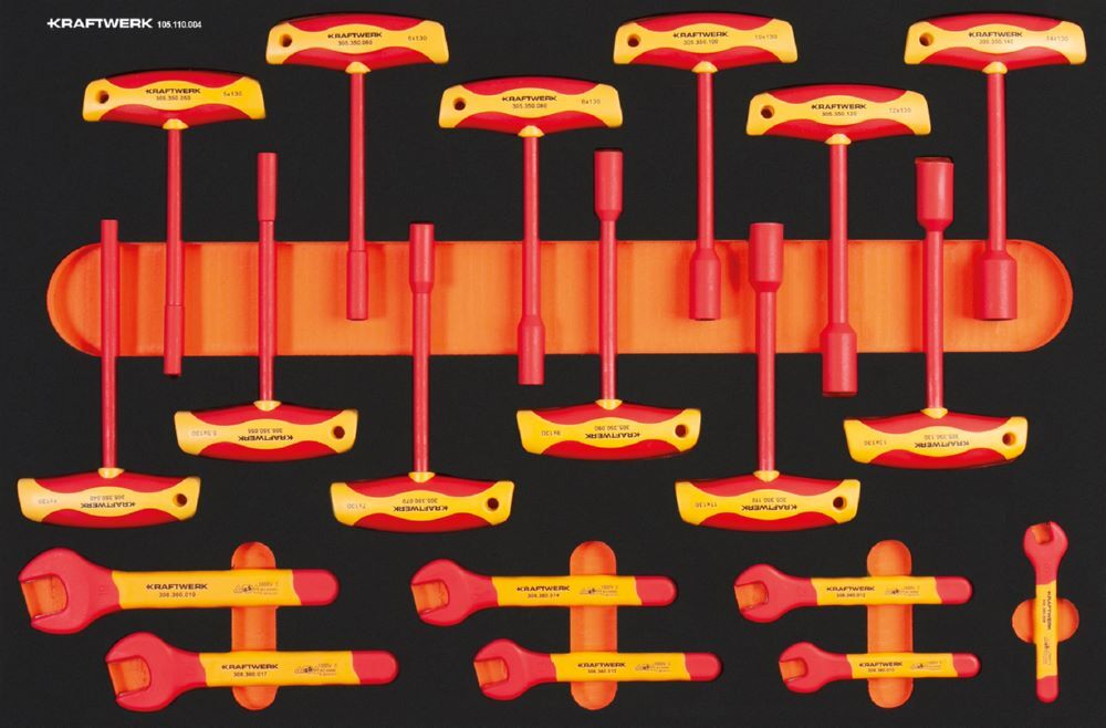 Kraftwerk VDE Einmaul und T-Griff Steckschlüssel 19 teilig Kraftwerk VDE Einmaul und T-Griff Steckschlüssel 19 teilig