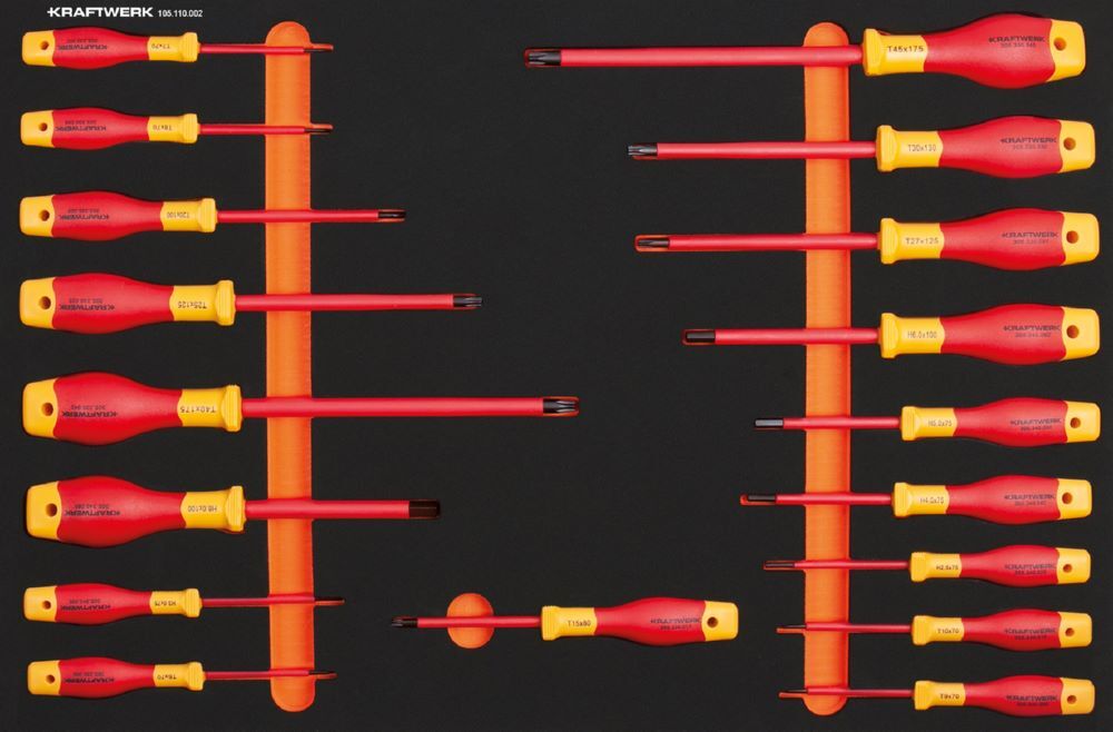 Kraftwerk VDE Einlage mit Schraubendreher Torx Innensechskant 18 teilig Produktbild Kraftwerk VDE Einlage mit Schraubendreher Torx Innensechskant 18 teilig