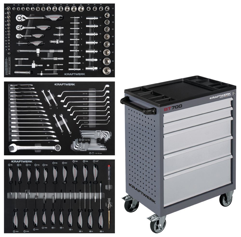 Kraftwerk Werkstattwagen BT700 mit 5 Schubladen 154 teilig Produktbild Kraftwerk Werkstattwagen BT700 mit 5 Schubladen 154 teilig