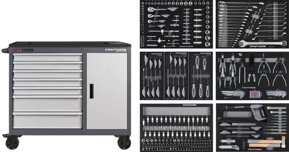 Kraftwerk BASIC LINE Werkstattwagen BT1100 7 Schubladen mit 300 Teile Produktbild Kraftwerk BASIC LINE Werkstattwagen BT1100 7 Schubladen mit 300 Teile