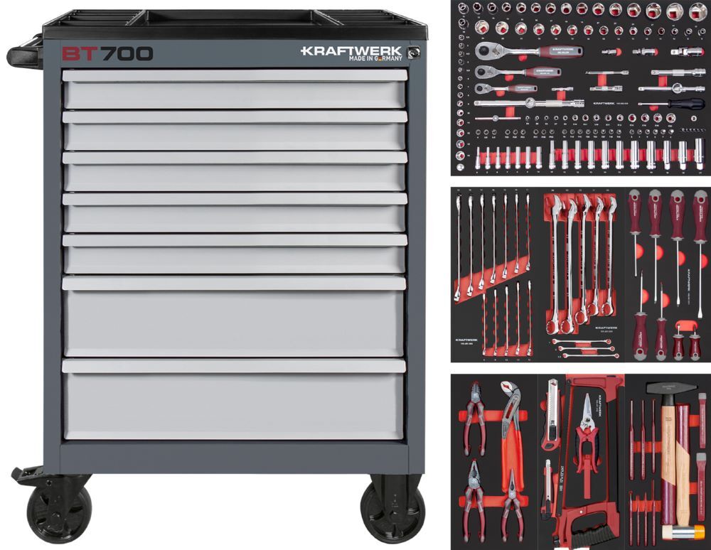 Kraftwerk BT LINE Werkstattwagen BT700 mit 7 Schubladen 189 Teile Produktbild Kraftwerk BT LINE Werkstattwagen BT700 mit 7 Schubladen 189 Teile